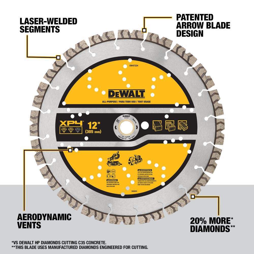 DEWALT Diamond Blade 12in SEGMENTED XP4 ALL PURPOSE