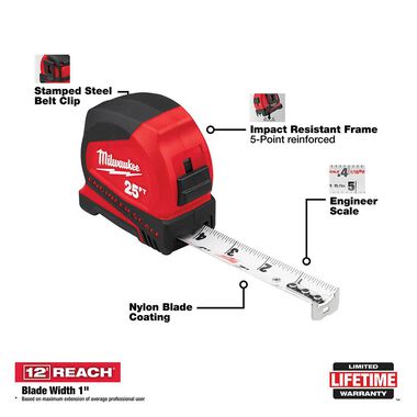 Milwaukee 2-Pack 25' Compact Wide Blade Magnetic Tape Measure