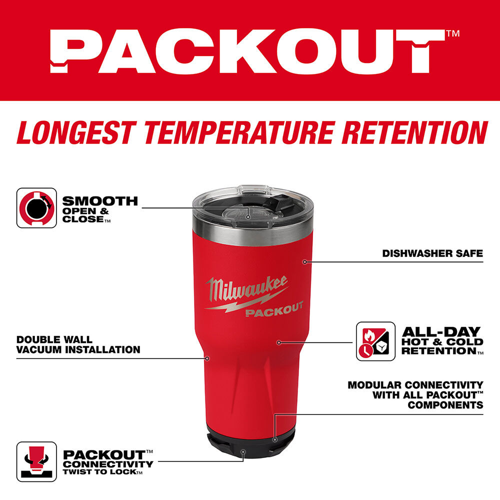 Milwaukee PACKOUT Tumbler 30oz Red Bundle 6pk 48-22-8393RX6 from Milwaukee  - Acme Tools