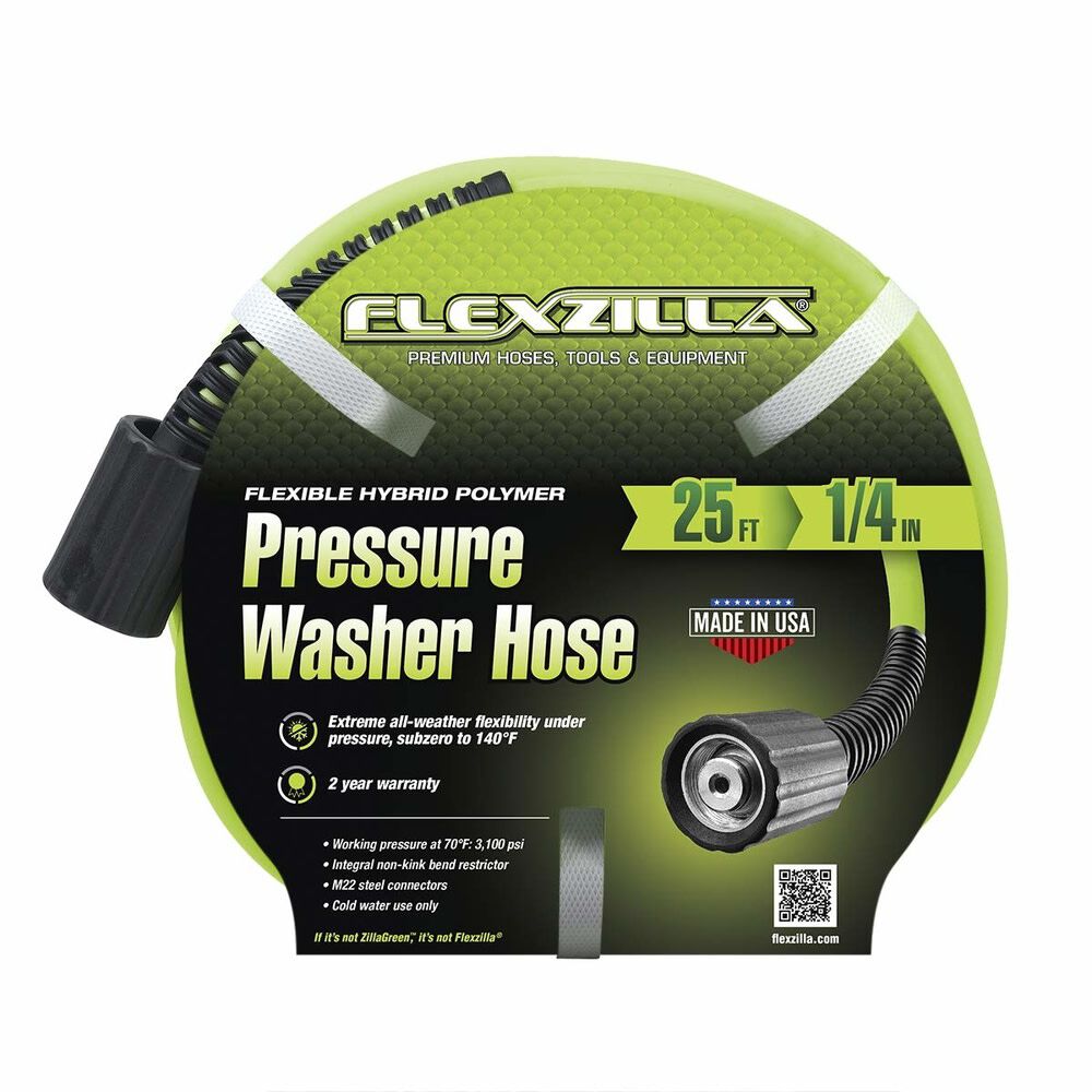 Flexzilla Pressure Washer Hose 1/4in x 25' M22 Fittings
