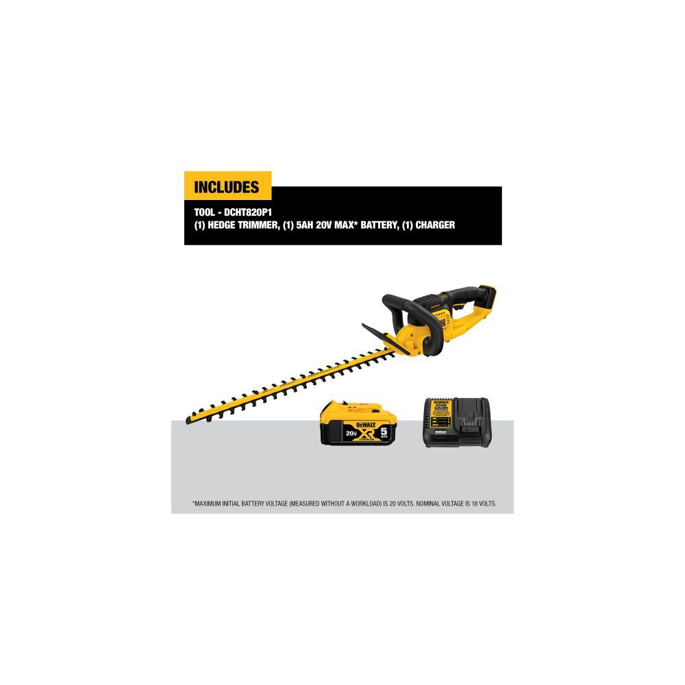 DEWALT DCHT820P1 20V MAX* Lithium Ion Hedge Trimmer (5.0Ah