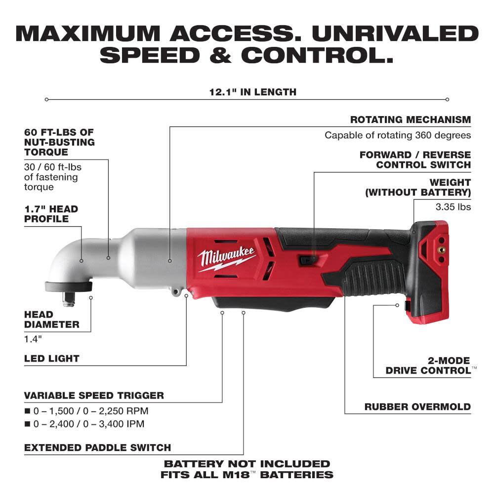 Milwaukee M18 2-Speed 3/8 in. Right Angle Impact Wrench (Bare Tool