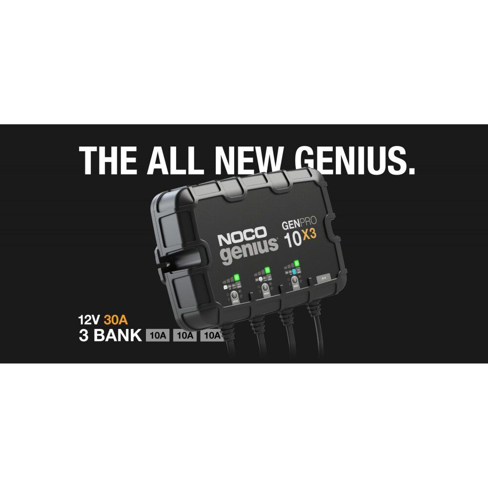 THE NOCO COMPANY Noco Genius GENPRO10X3 Onboard Marine Battery Charger, 30  Amp, 12V, 3-Bank