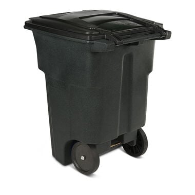 Toter Trash Can with Wheels & Attached Lid - Black - 96 Gal