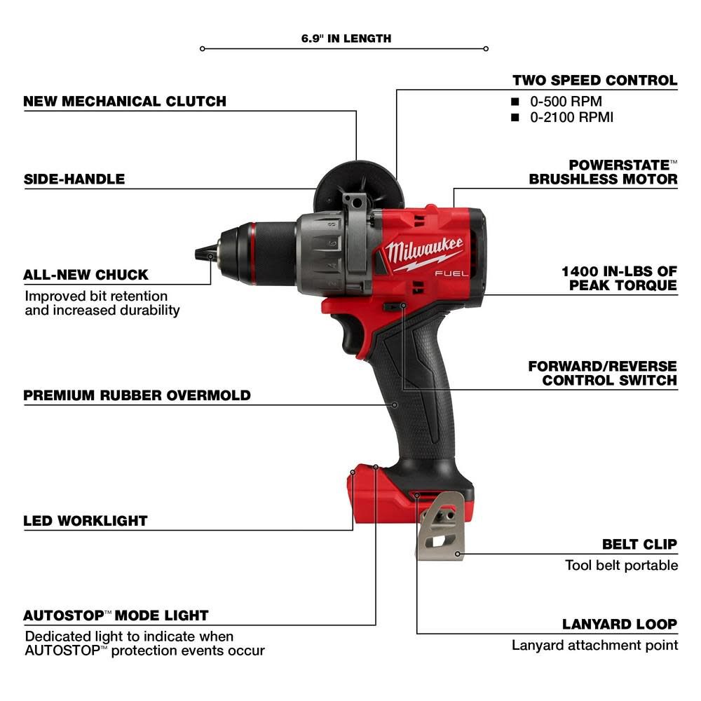Milwaukee 2904-20 M18 FUEL 1/2 Hammer Drill/Driver, Bare Tool