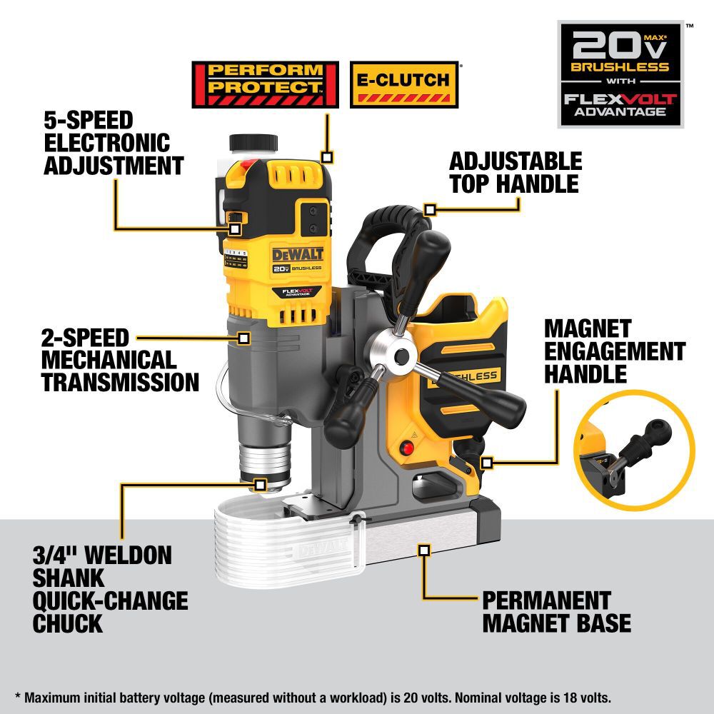 DEWALT 20V MAX 2in Magnetic Drill Press with FLEXV ADVANTAGE Kit