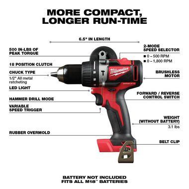 M18 FUEL™ 1/2 Hammer Drill/Driver (Tool Only)