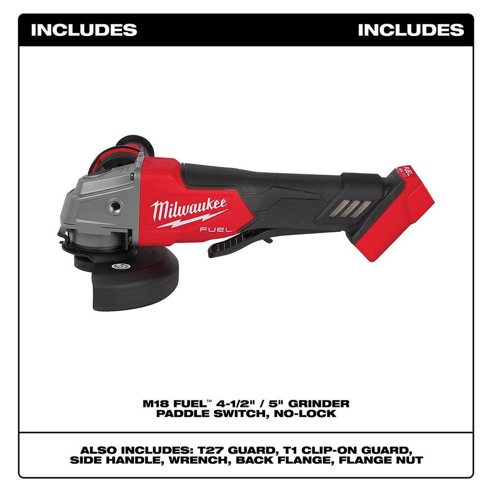 Milwaukee M18 FUEL 18-Volt Lithium-Ion 4-1/2 In - 5 In. Brushless Cordless  Angle Grinder Kit with Paddle Switch, No-Lock - Town Hardware & General  Store