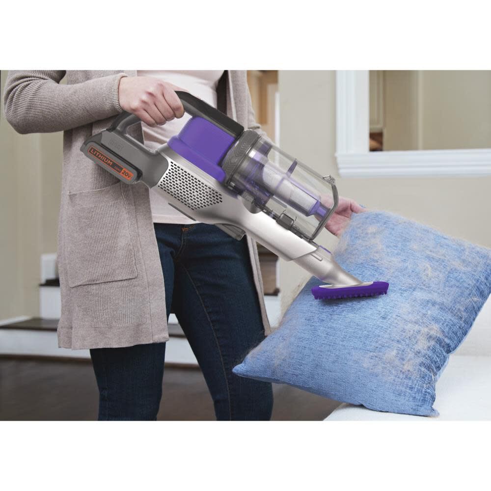 BLACK+DECKER Powerseries Extreme Cordless Stick Vacuum Cleaner for Pets,  Purple with Replacement Filter (BSV2020P & BSVF1)