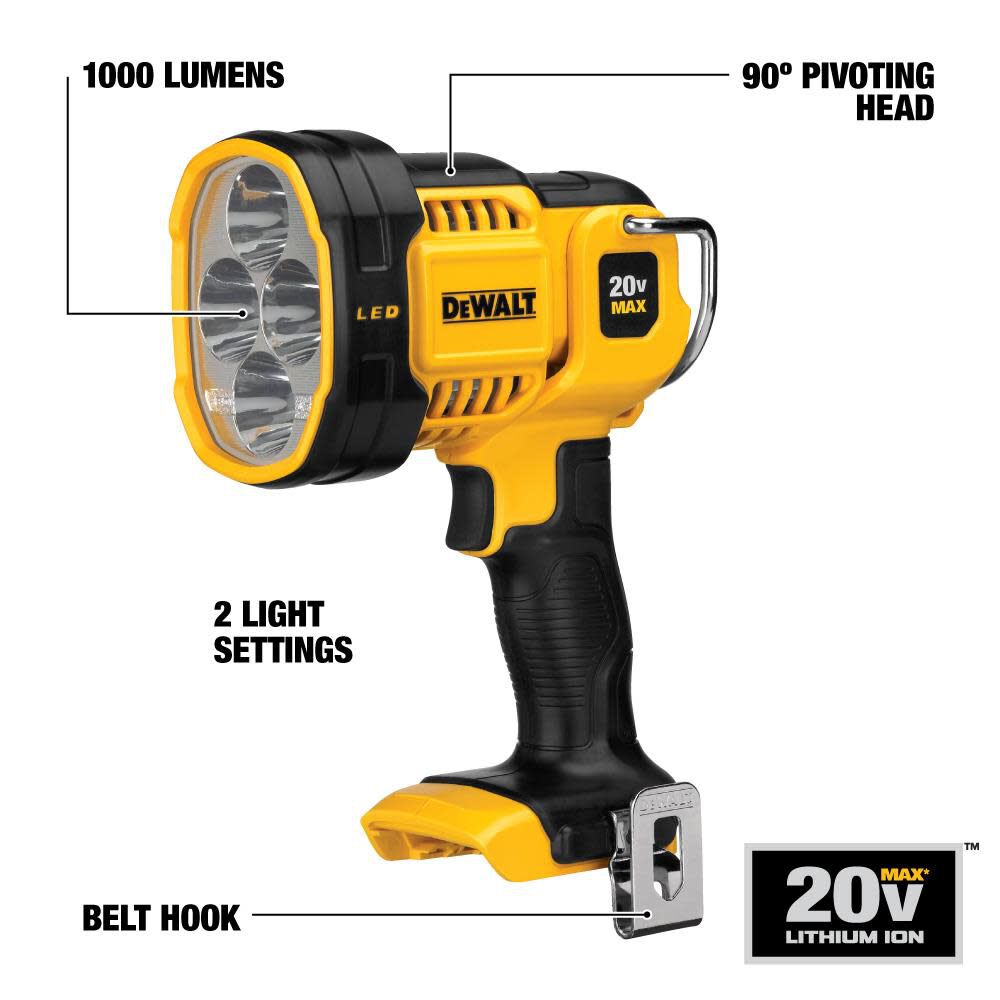 DEWALT 20V Jobsite LED Spotlight Bare Tool DCL043 Acme Tools