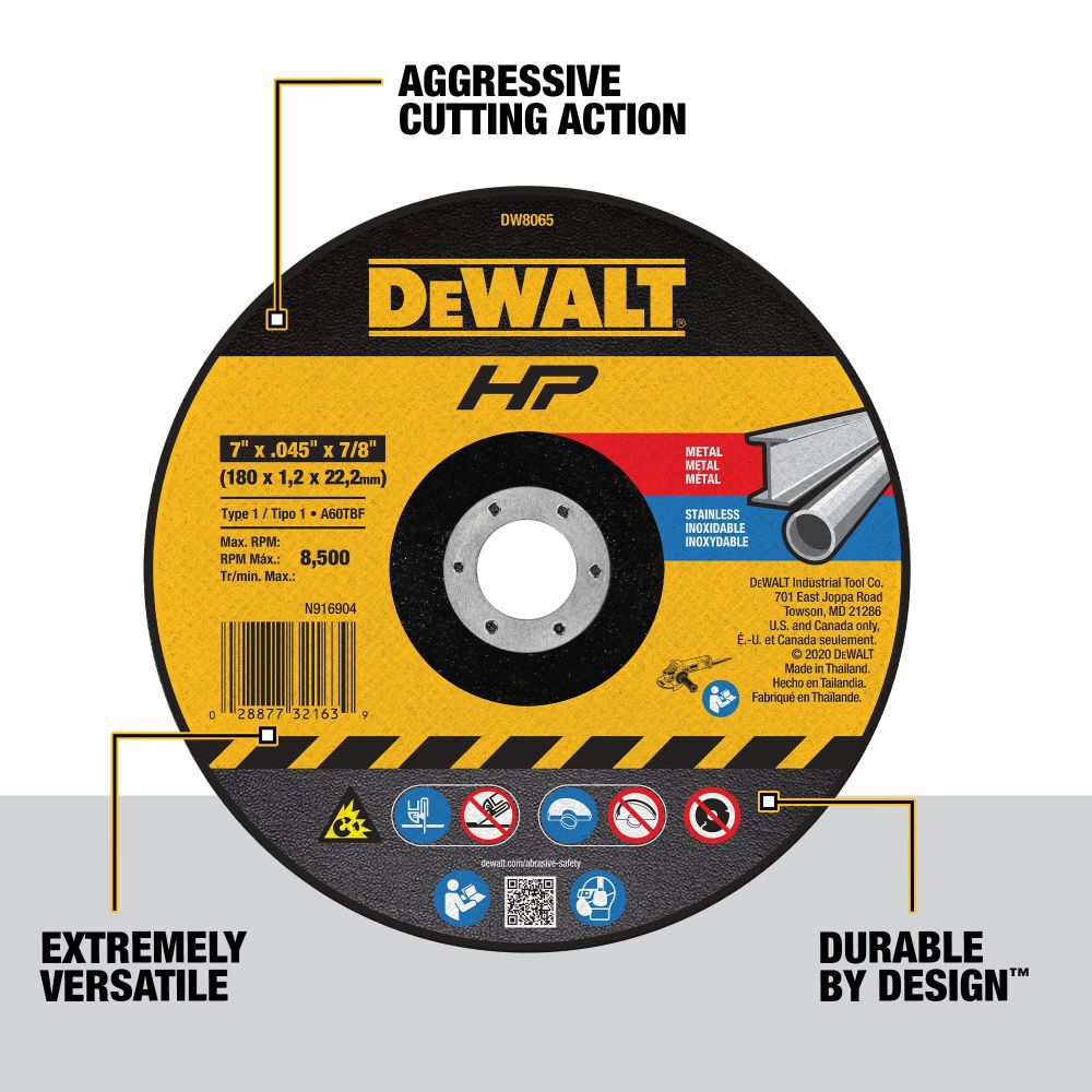 DEWALT Aluminum Oxide 7 in 60 Grit Grinding Wheel DW8065 Acme Tools