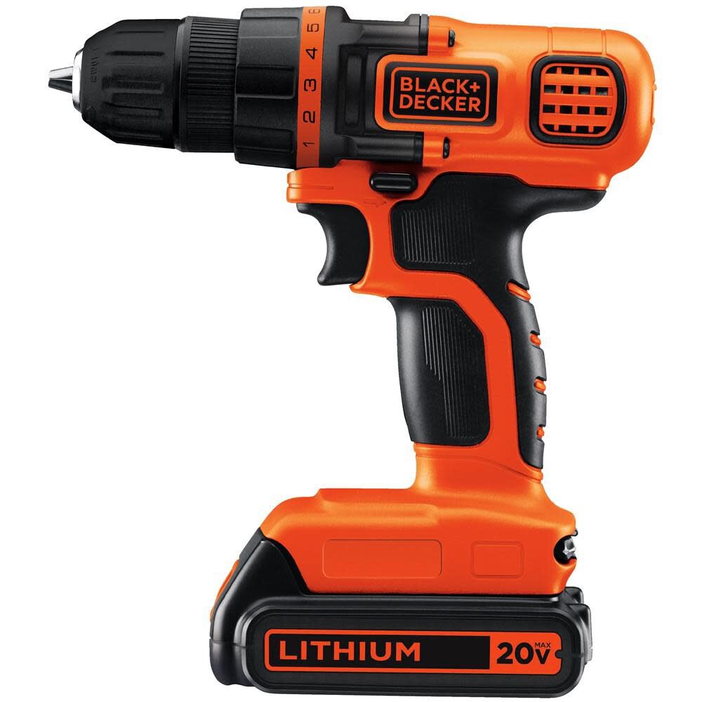 Black and Decker 20V MAX LITHIUM DRILL PROJECT KIT LDX120PK from Black and  Decker - Acme Tools