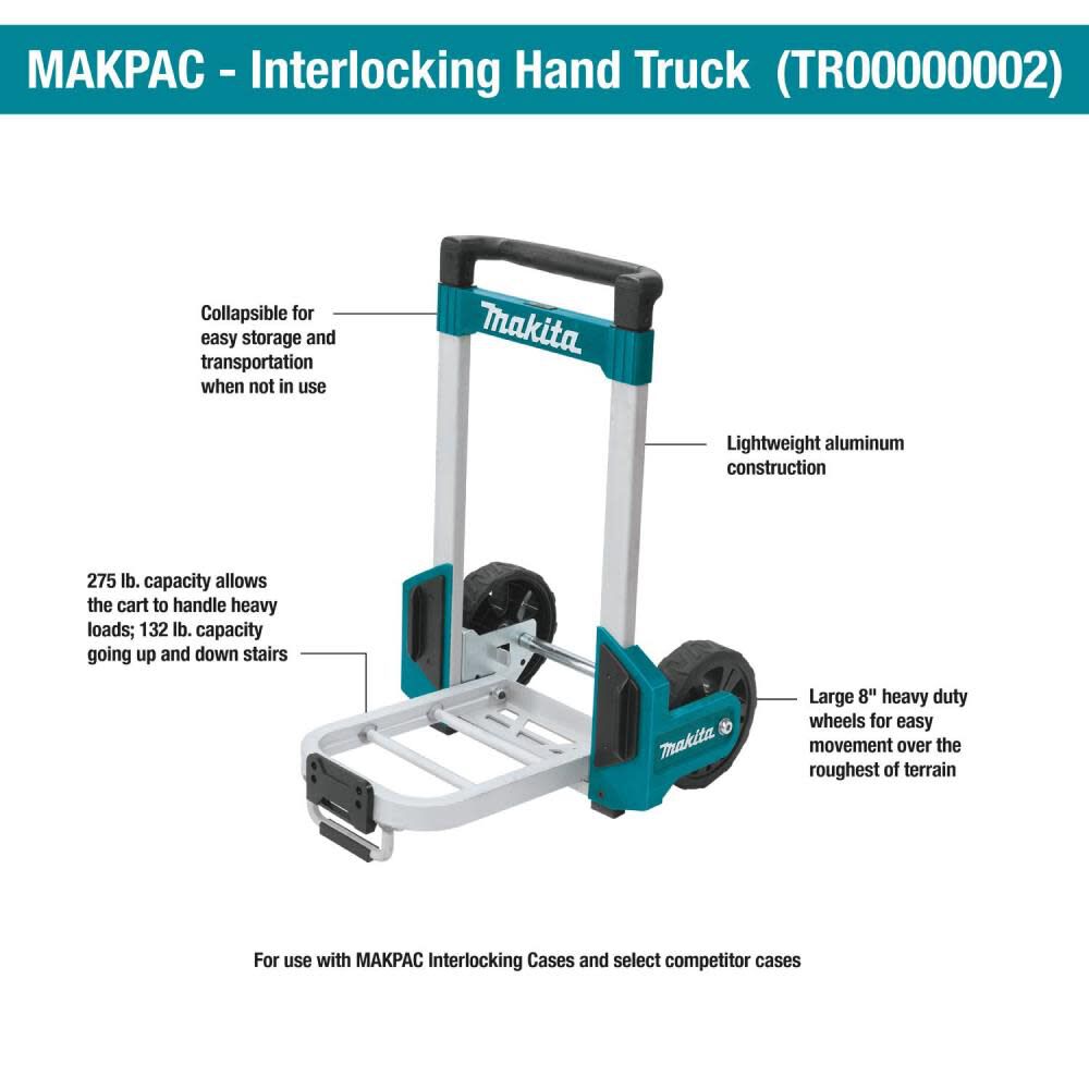 Makita MAKPAC Interlocking Case Hand Truck TR00000002 - Acme Tools