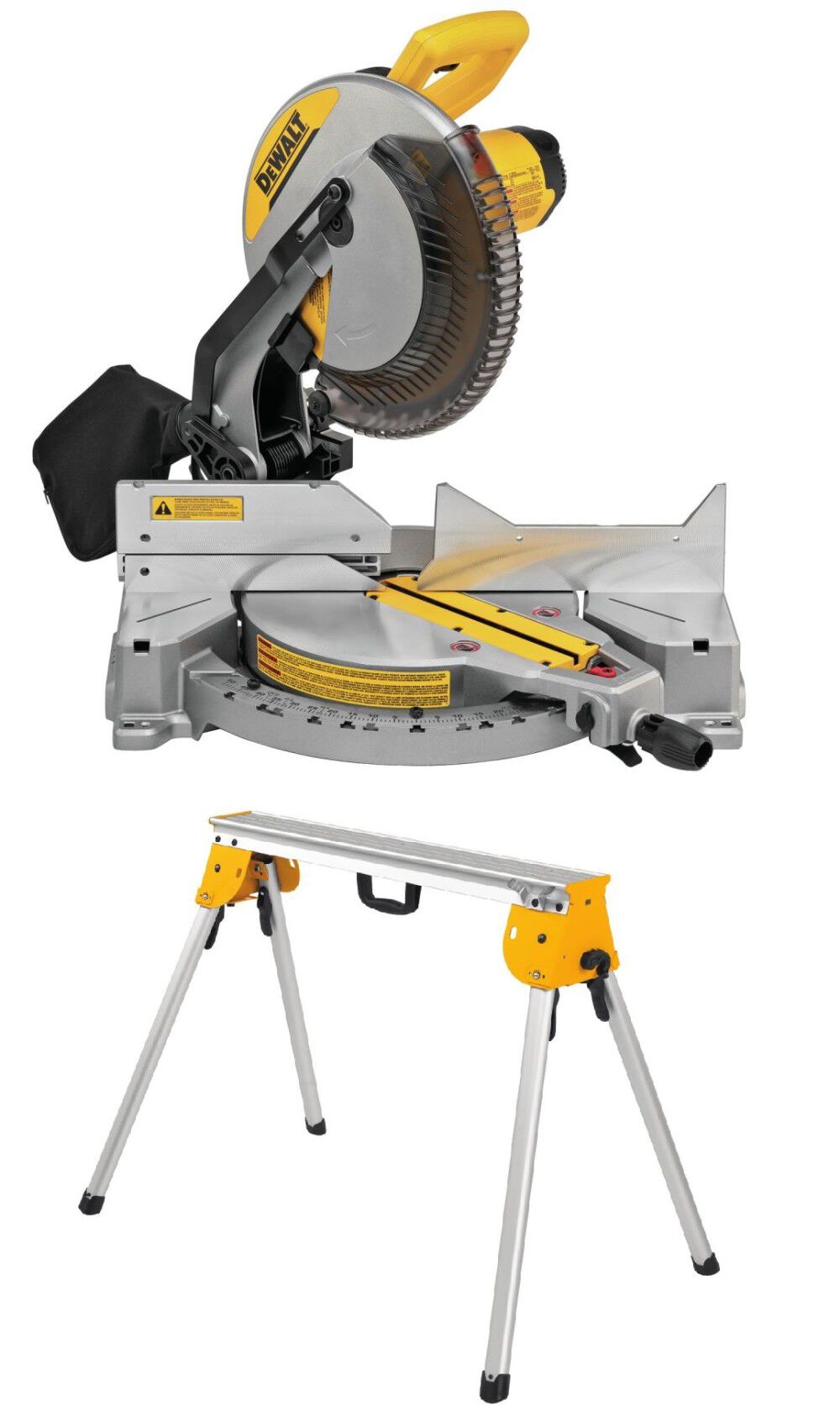 DEWALT 12-in 15-Amp Single Bevel Compound Miter Saw and Heavy Duty Work  Stand with Miter Saw Mounting Brackets DWS715DWX725B from DEWALT Acme  Tools