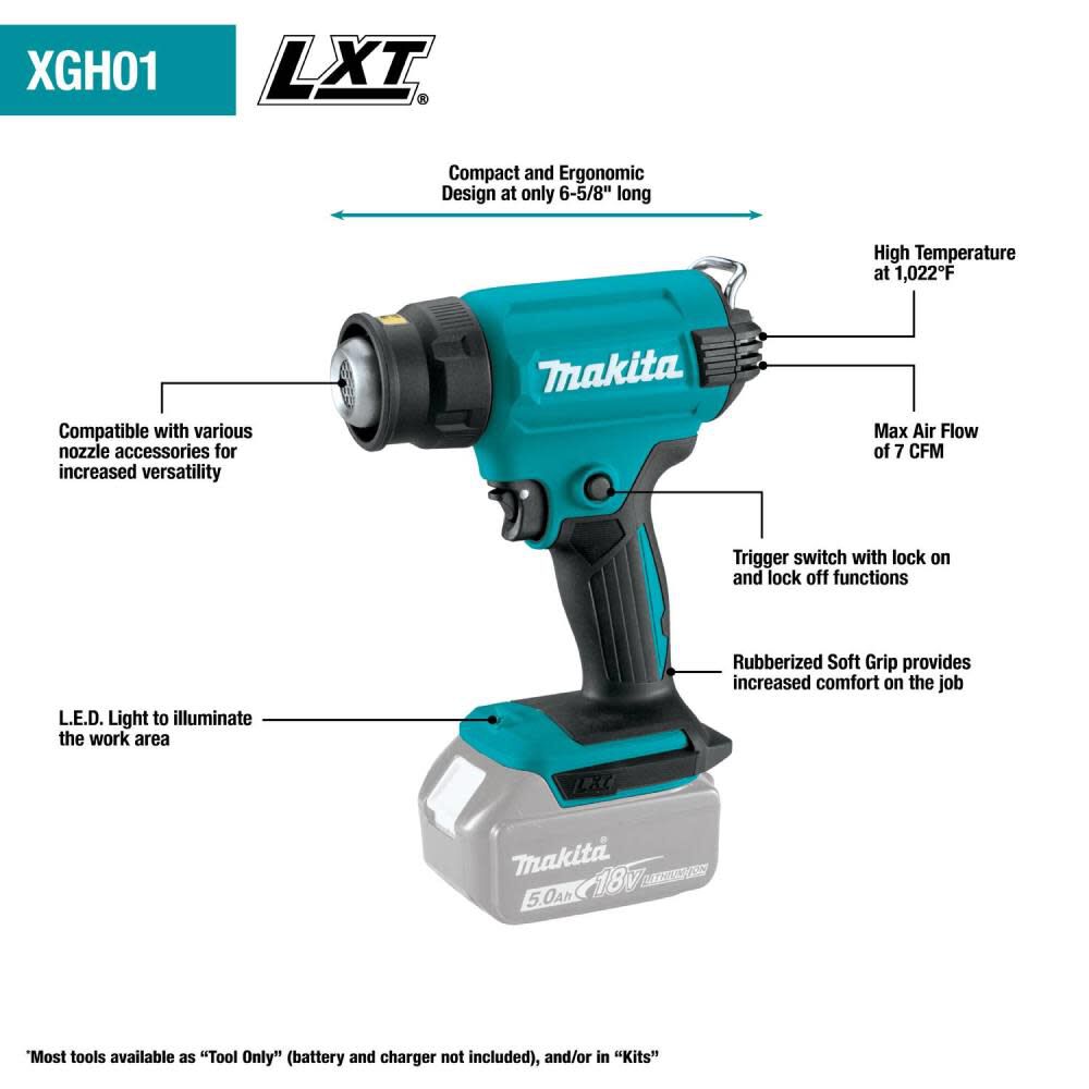Makita XGH01ZK 18V LXT® Lithium-Ion Cordless Heat Gun, Tool Only
