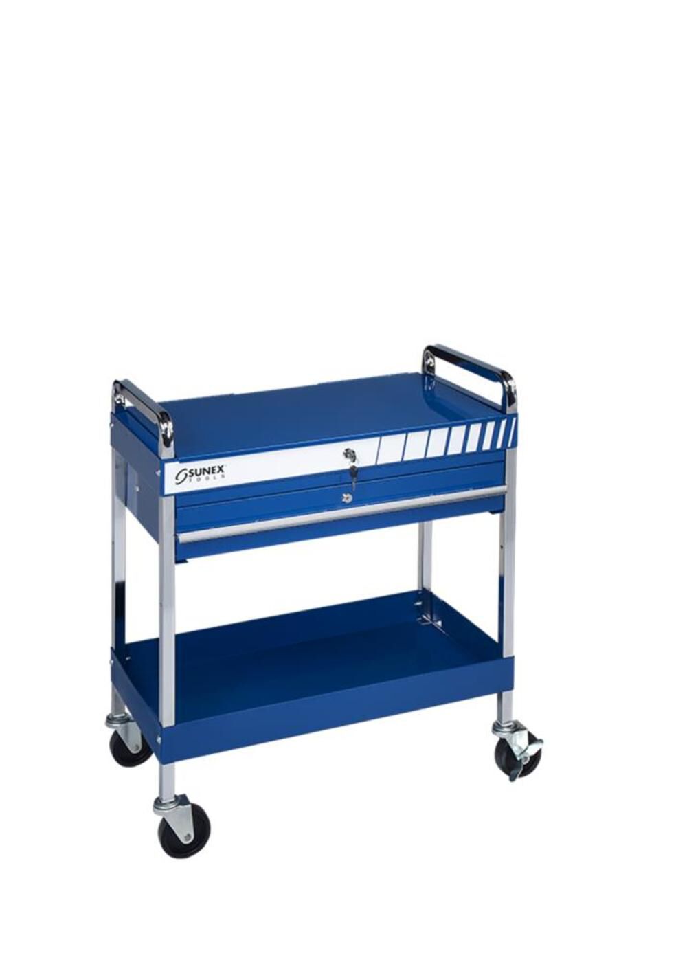 Service Cart w/ Locking Top & Drawer - Blue