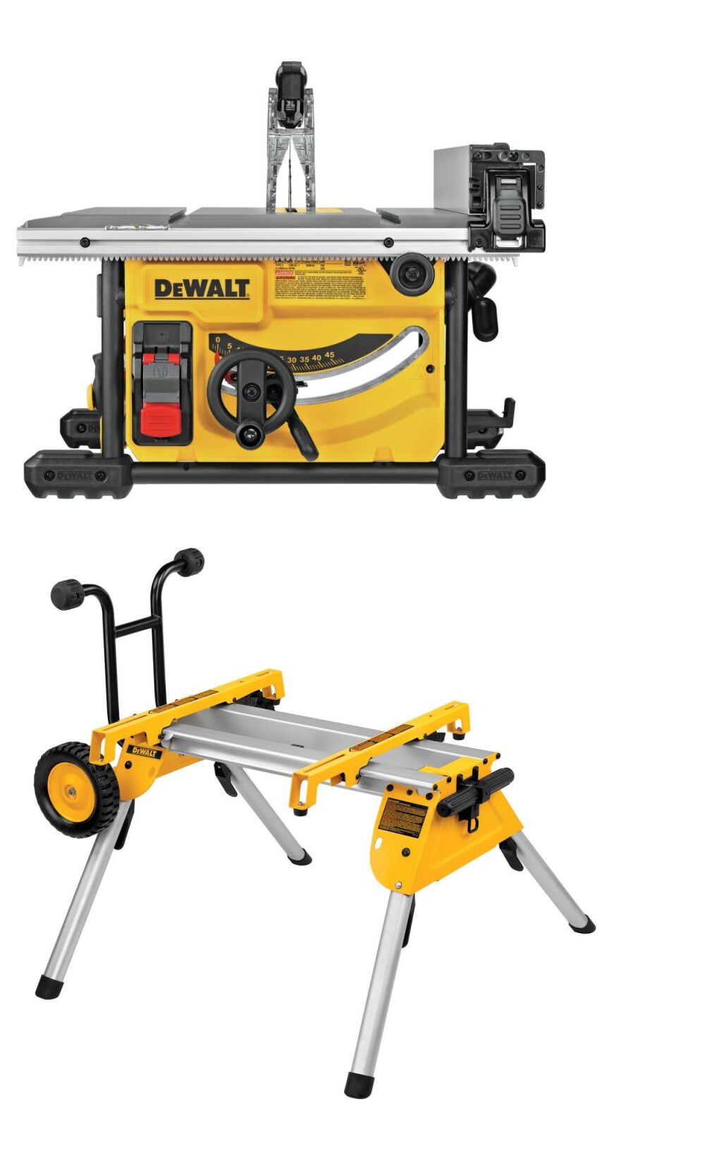DEWALT 8 1/4in Compact Jobsite Table Saw with Rolling Stand Bundle