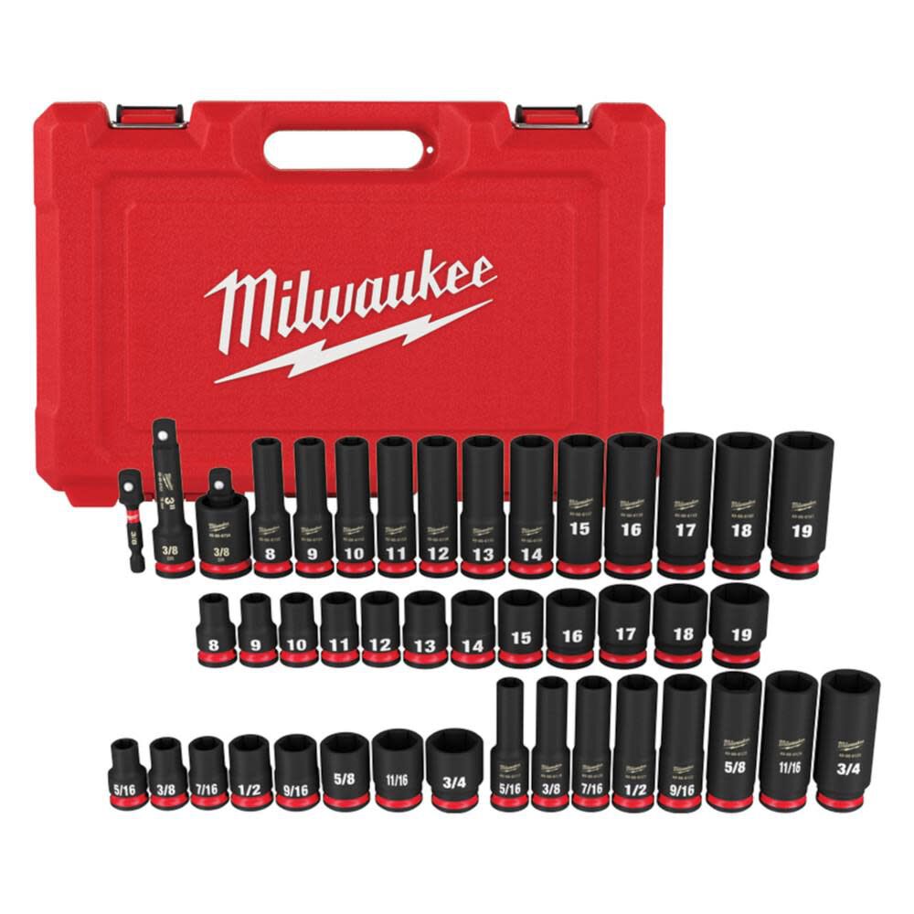 Milwaukee 3/8inch Drive SAE u0026 Metric Deep 6 Point 43pc 49-66-7009 - Acme  Tools