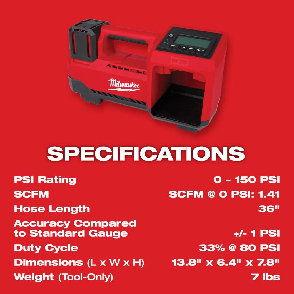 Milwaukee 18v air deals pump