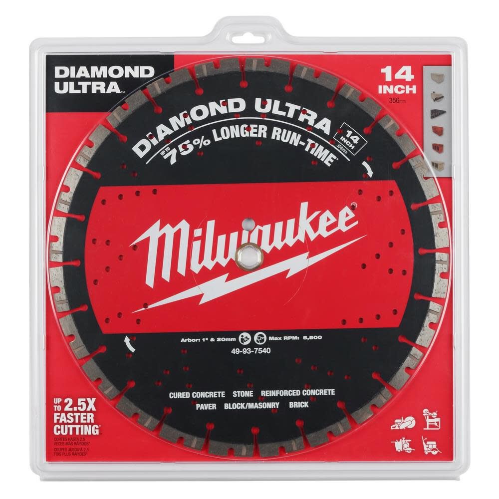 Milwaukee 14 in. Diamond Ultra Segmented Blade 49-93-7540 from Milwaukee  Acme Tools