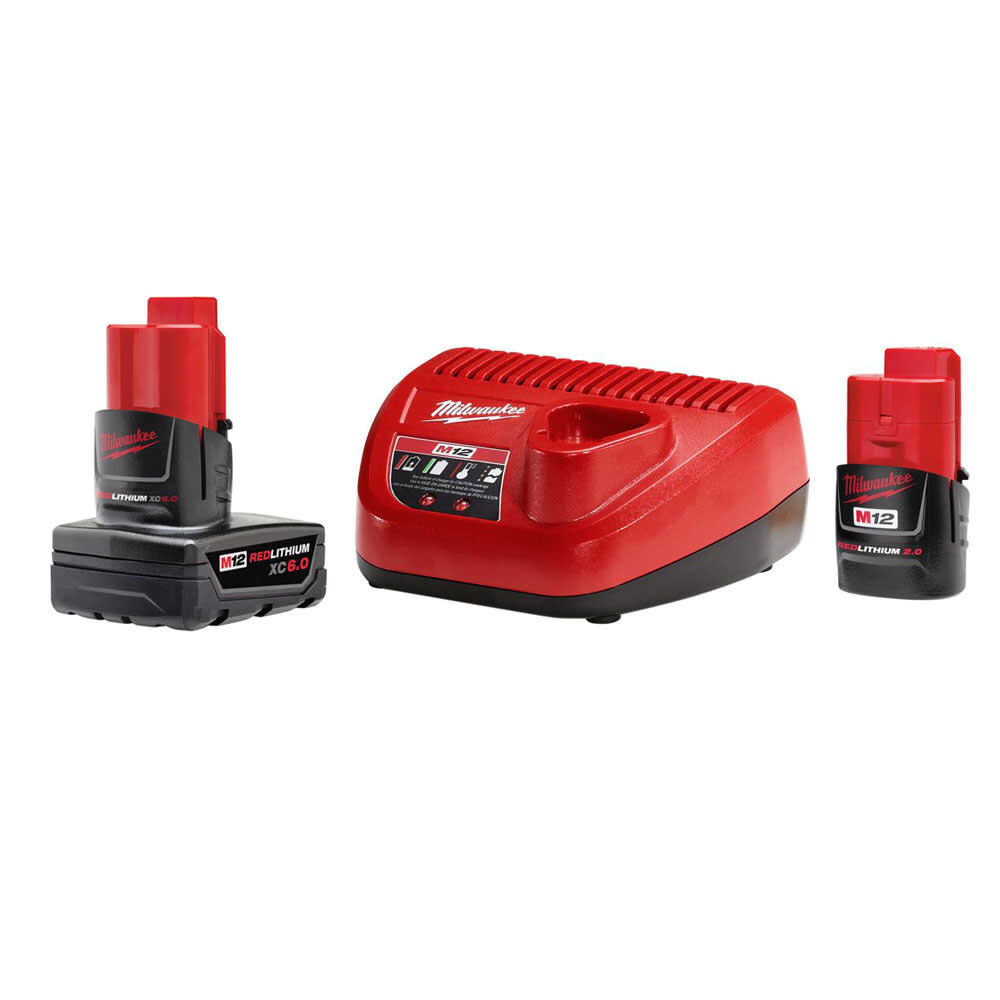 Milwaukee M12 REDLITHIUM XC6.0/2.0Ah Battery and Charger Starter Kit  48-59-2420-2460 from Milwaukee Acme Tools