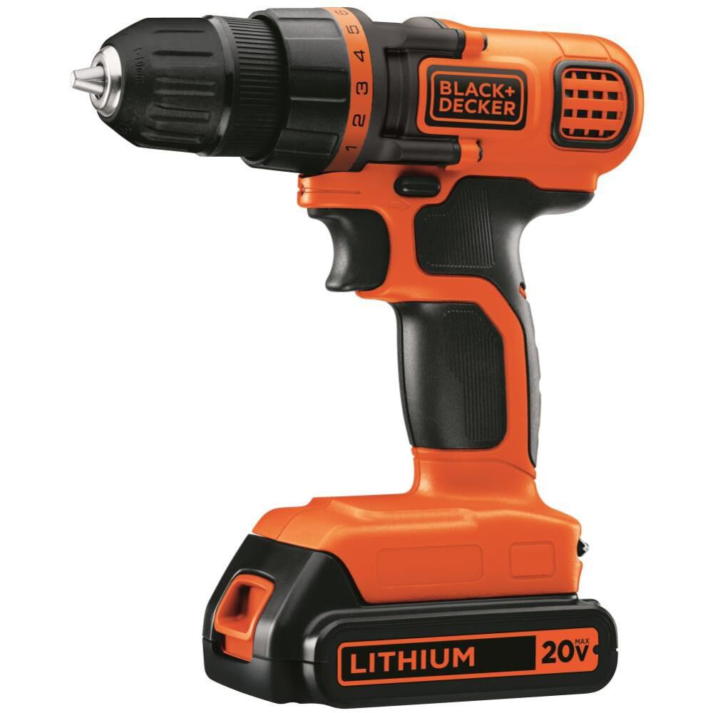 Black and Decker 20-volt MAX Lithium Ion (Li-ion) 3/8-in Cordless Drill  with Battery Kit LDX120C from Black and Decker - Acme Tools