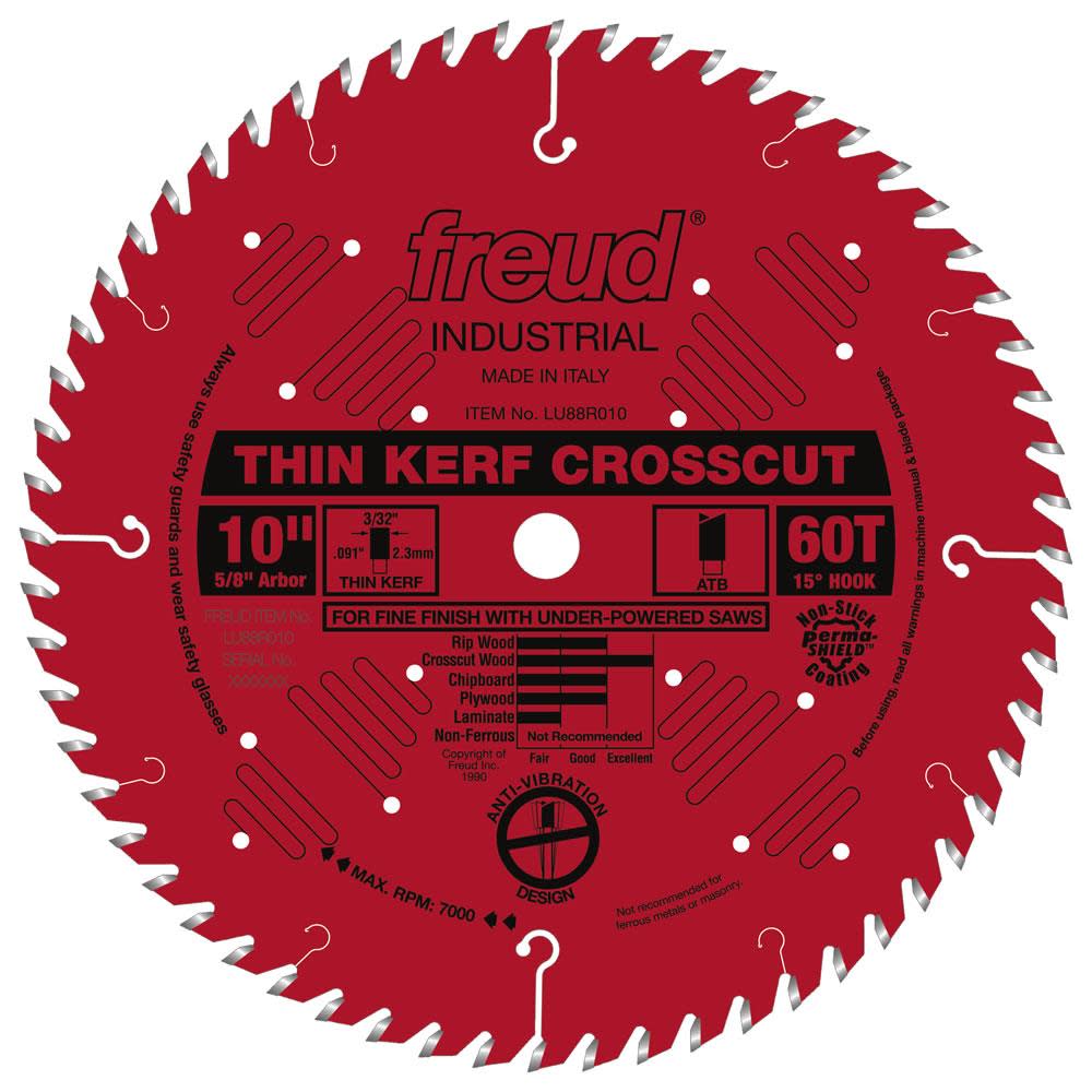 Freud 10In Thin Kerf Fine Finish Crosscut With Perma-Shield Coating