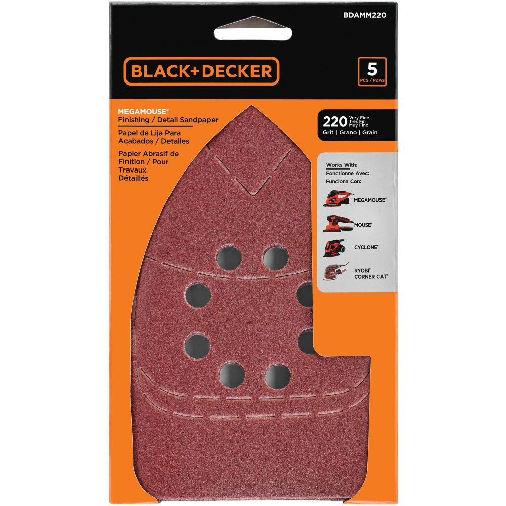Black and Decker Sandpaper Assortment For Mouse Sander 220 Grit 5pk BDAM220  from Black and Decker - Acme Tools