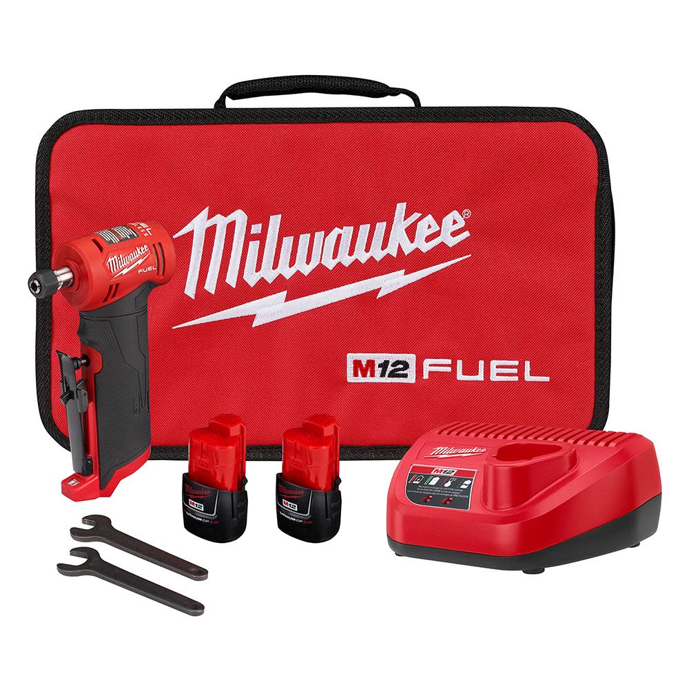 Milwaukee M12 FUEL Right Angle Die Grinder 2 Battery Kit