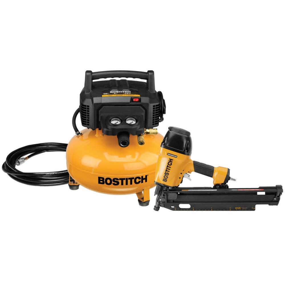 Bostitch BTFP2KIT 2-Piece Nailer and 6 Gallon Oil-Free Pancake Air  Compressor Combo Kit 