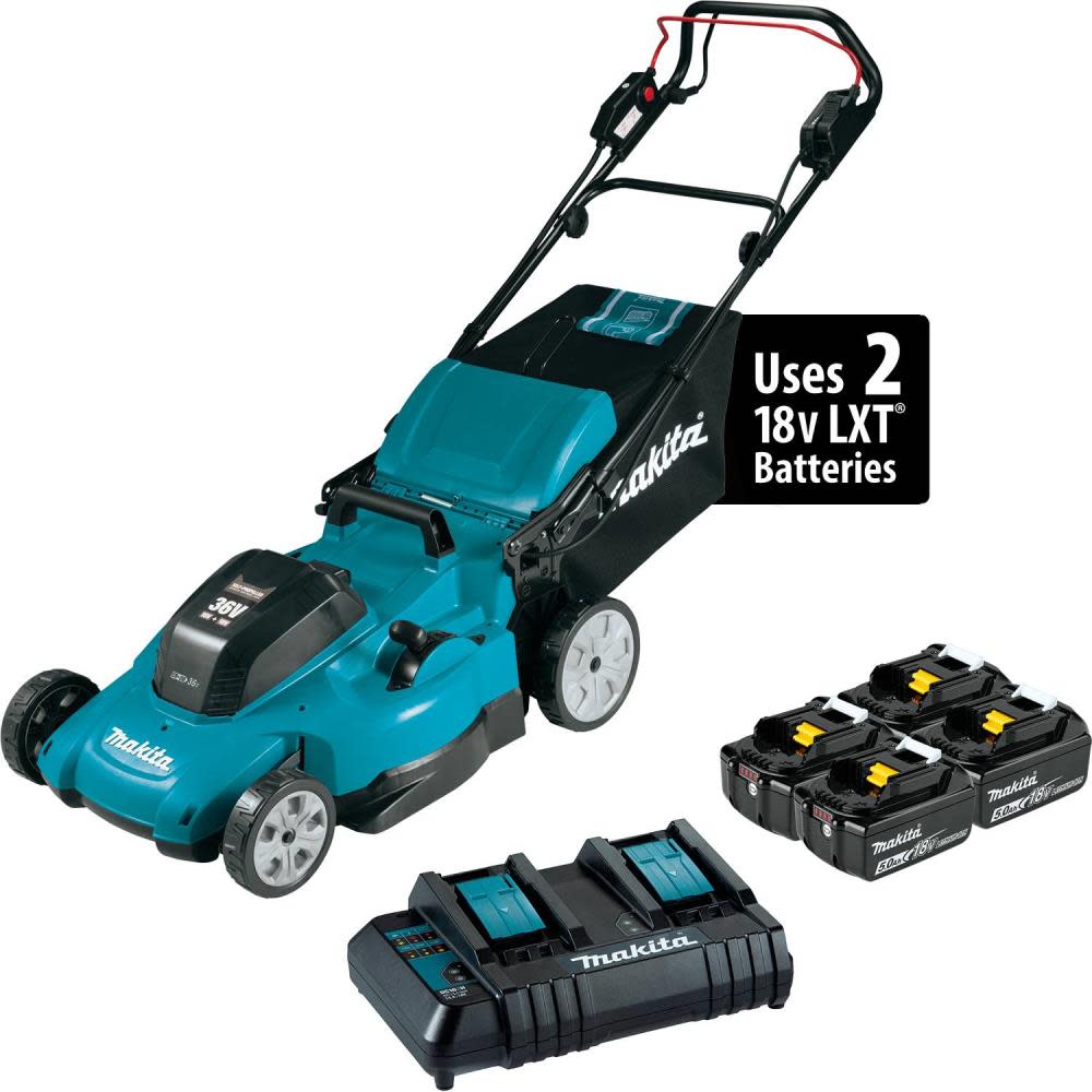Makita 36V (18V X2) LXT Lawn Mower Kit 21in Self Propelled with 4 Batteries  XML11CT1 - Acme Tools
